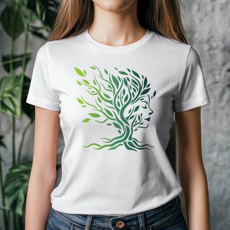 DOODLREAM Tree Woman Face Stencil for Painting, 11.8"x11.8" Plastic Tree of Life Stencil Drawing Templates, Woman Leaves DIY Craft Paint Template for Wall Home Decor Wood Burning Card Journal Paper - Image 5